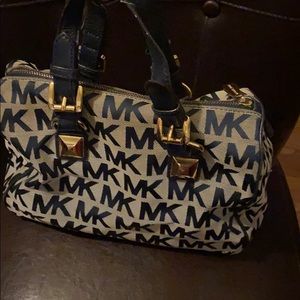 Blue and gray michael kors bag